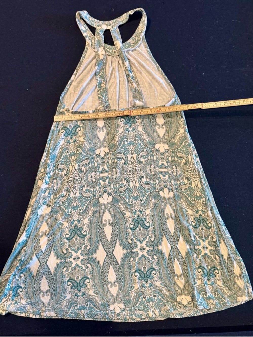VENUS Teal Paisley Halter Midi Dress with White Base - Picture 5 of 8